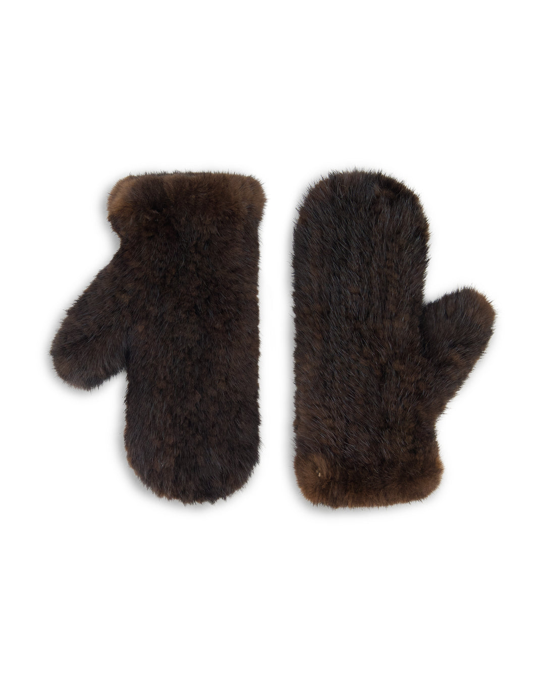 Sofia Cashmere | Knitted Mink Mittens | Brown