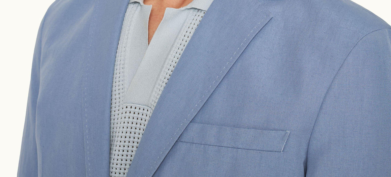 Garret Tailored Fit, Italian Made, Two-Button Unstructured Blazer | Springfield Blue