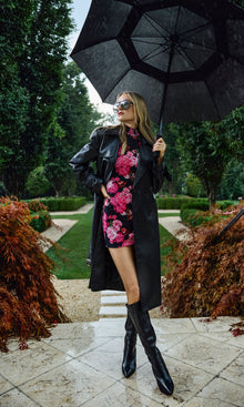 Danielle Vegan Leather Trench Coat | Black