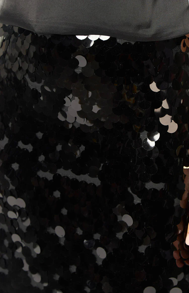 Genevieve Sequin Maxi Skirt | Black