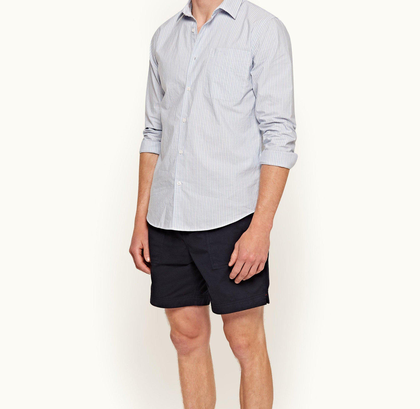 Giles Stripe Stripe Classic Collar Tailored Fit Shirt | Chalk Blue