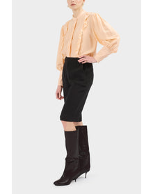 Gillian Silk Ruffle Detail Button Down Top | Sorbet