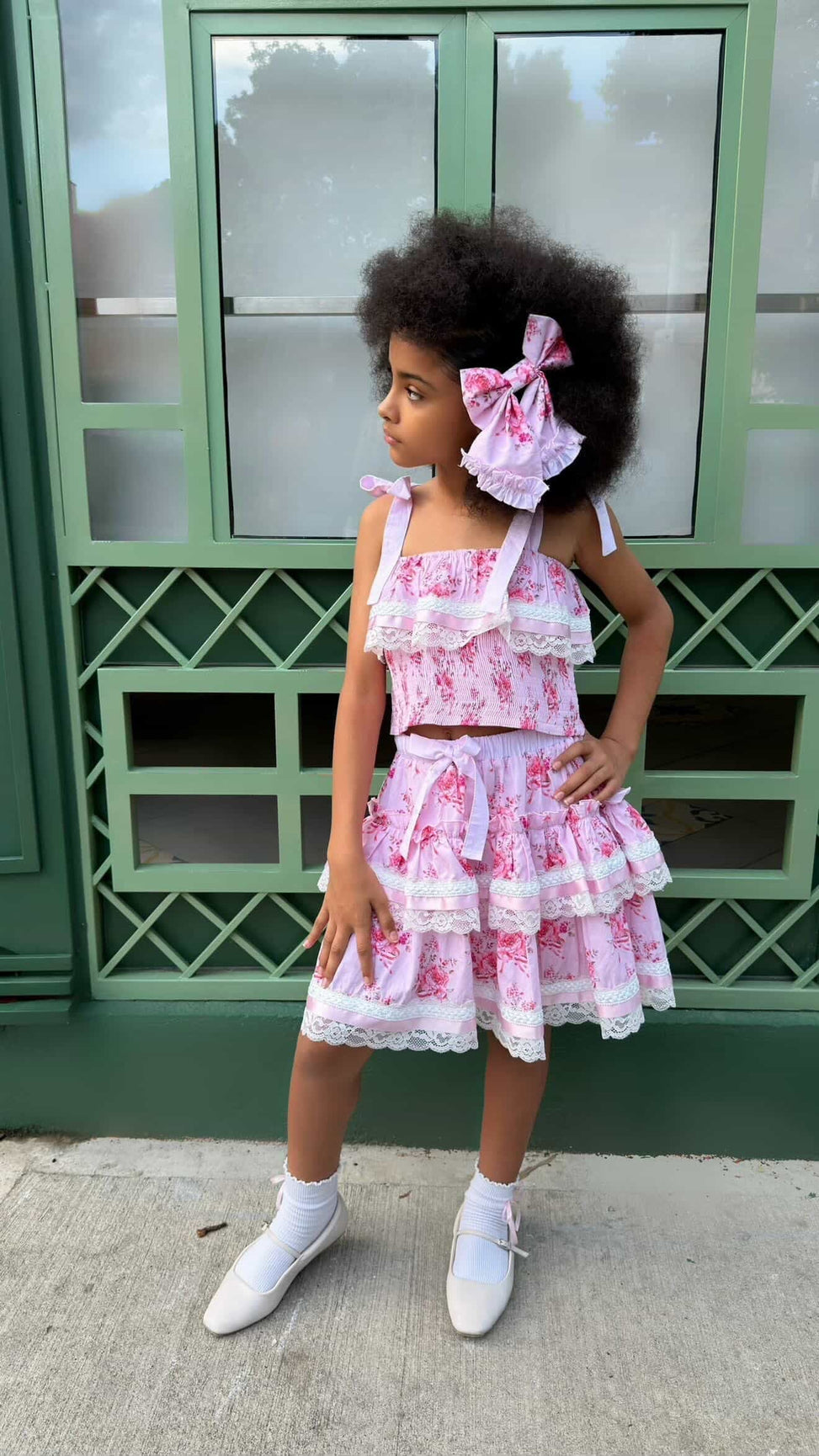 Girl | Amelia Pink Flower Print Tank Top