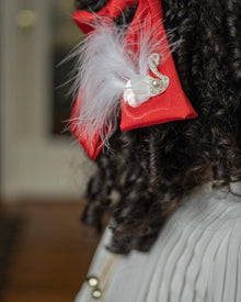 Girl | Anise Satin Embroidered Hair Bows | Red