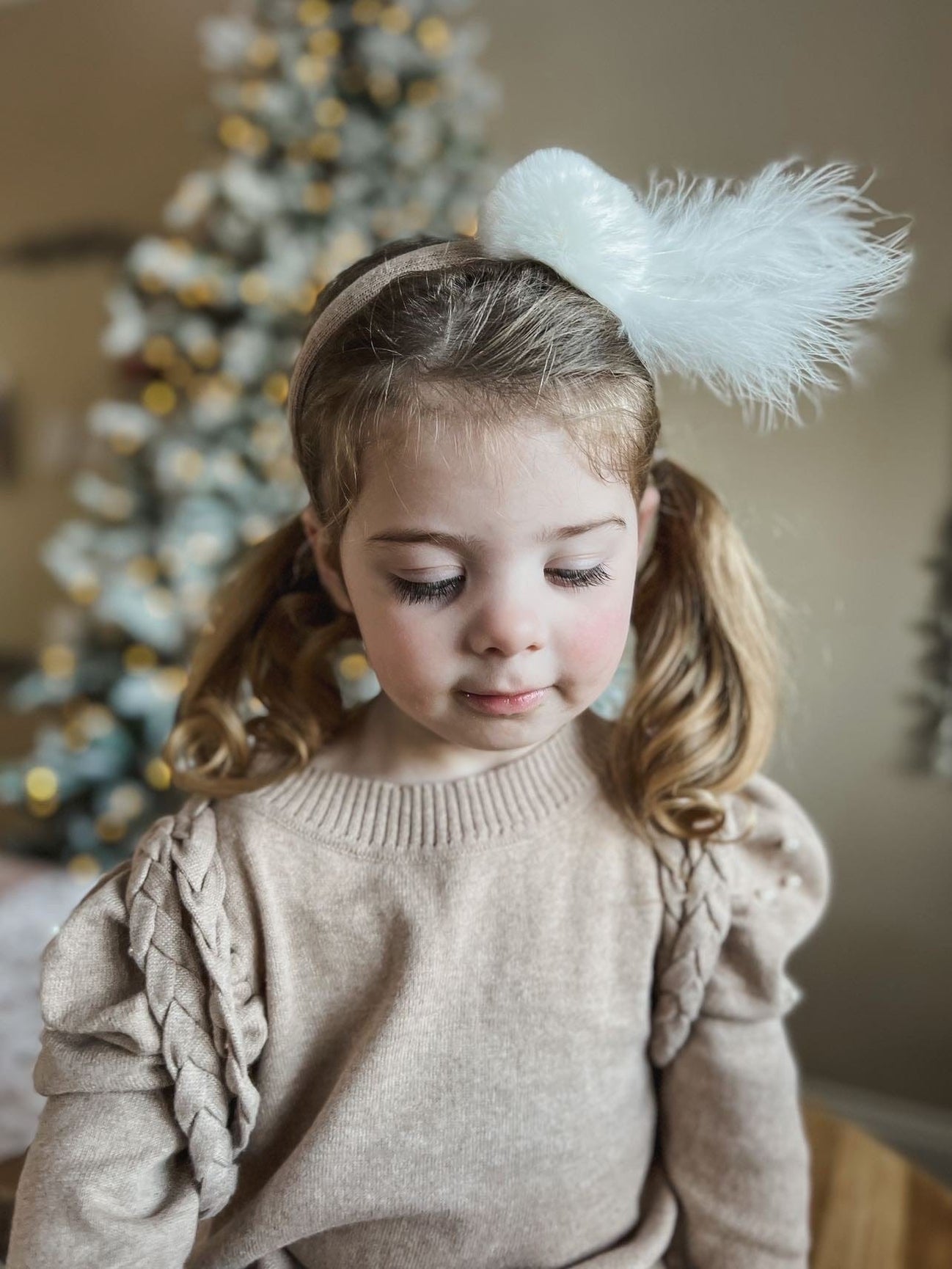 Girl | Anna Feather Headband | Beige