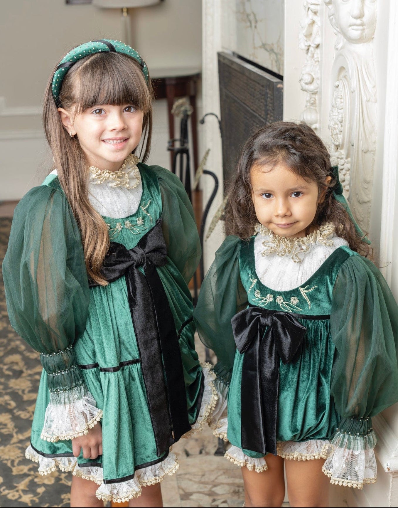 Girl | Aurora Royal Velour Dress | Green