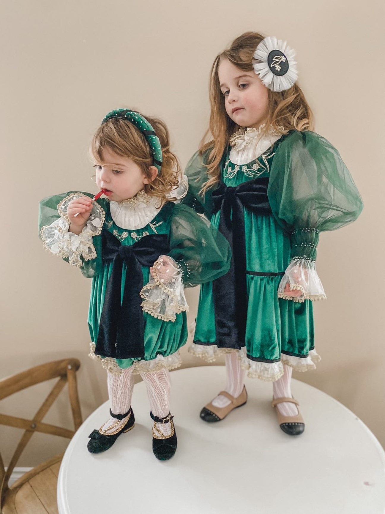 Girl | Aurora Royal Velour Dress | Green