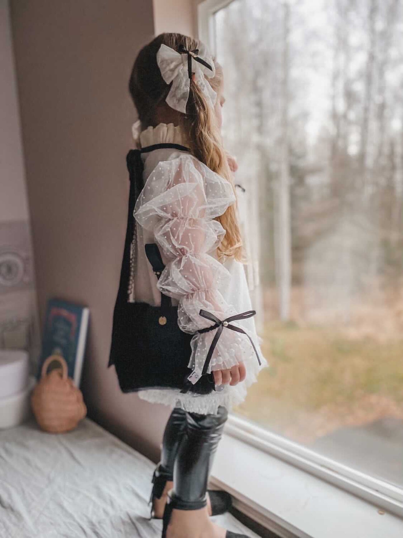 Girl | Brianna Tunic and Pants Set | White x Black