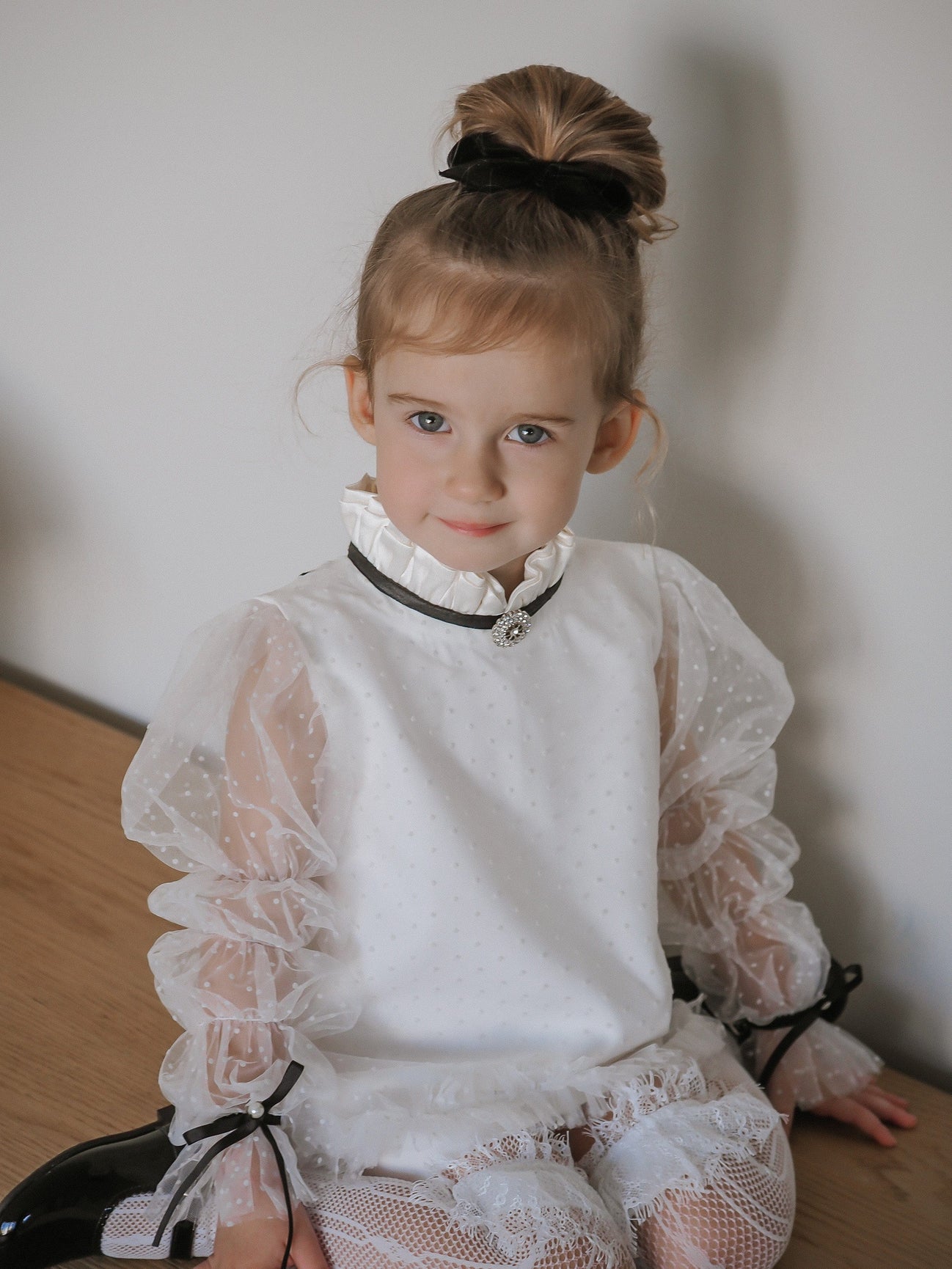 Girl | Brianna Tunic and Pants Set | White x Black