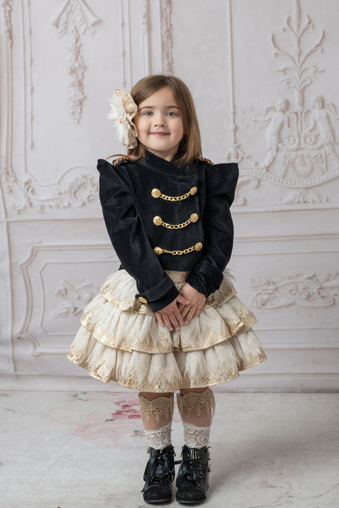 Girl | Charlie Jacquard Glitter Skirt | Gold