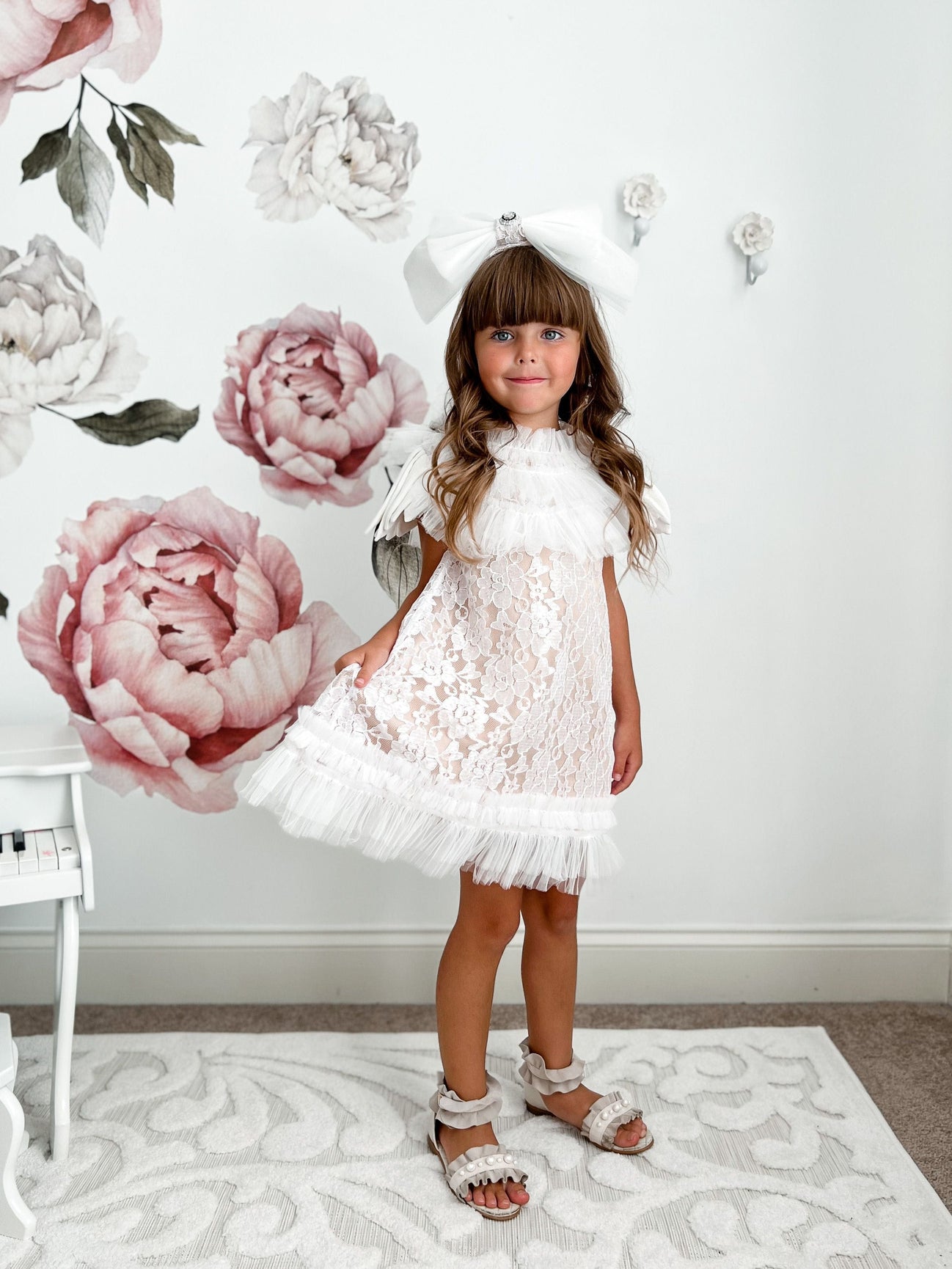 Girl | Dove Lace Overlay Dress | Beige