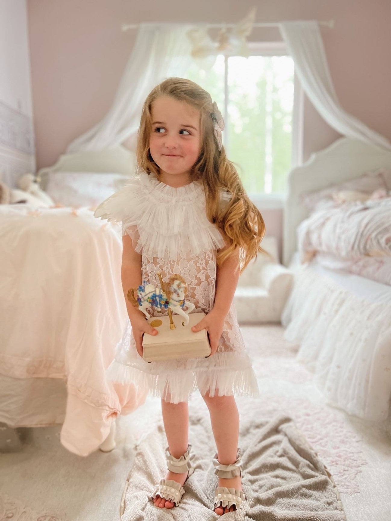 Girl | Dove Lace Overlay Dress | Beige