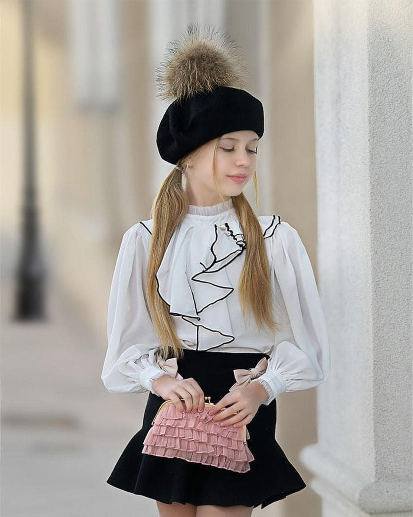 Girl | Dusty Organza Ruffle Handbag | Pink