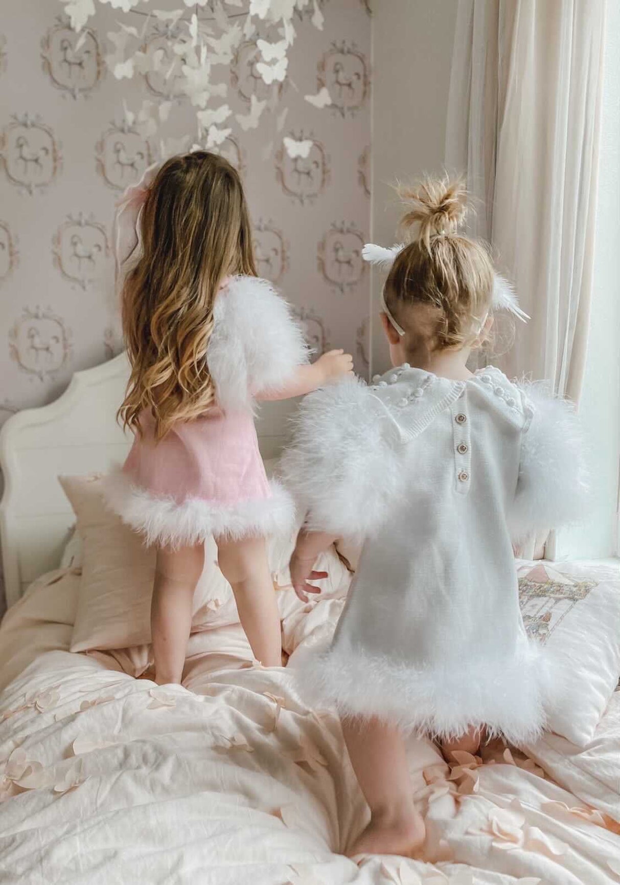 Girl | Ella Knit Feather Dress | White