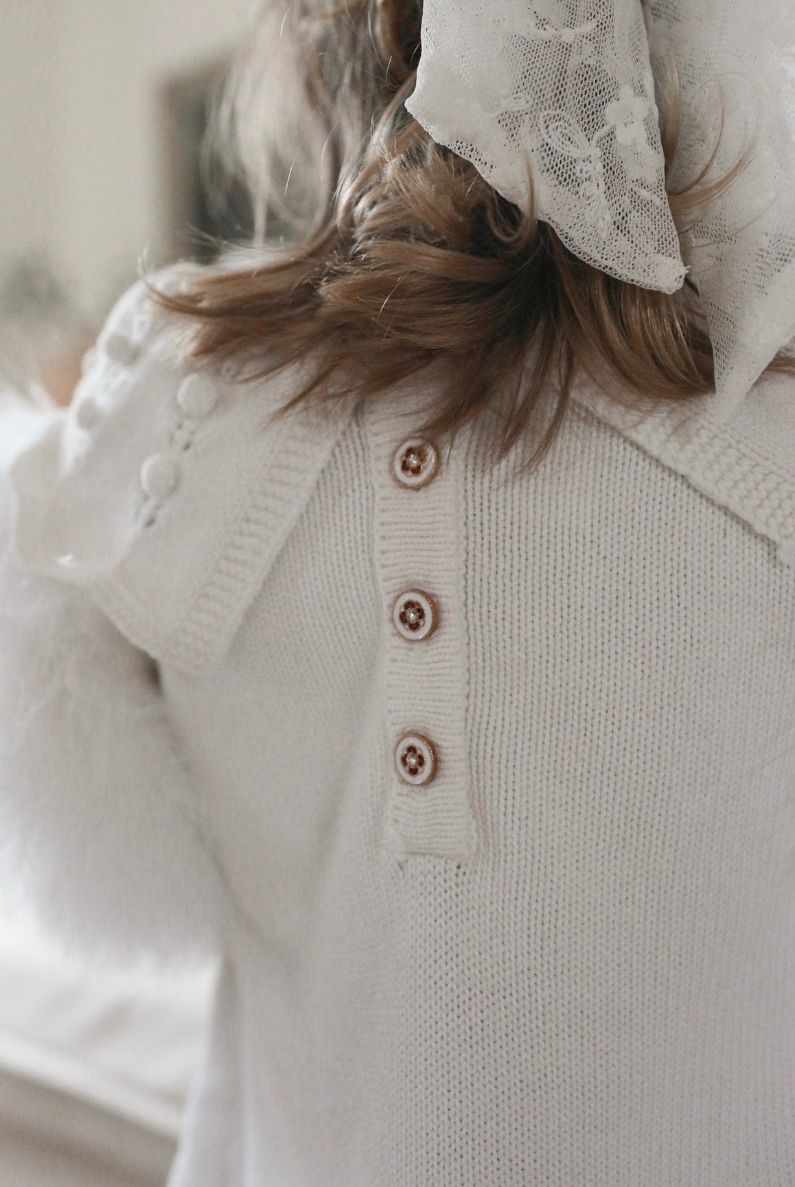 Girl | Ella Knit Feather Dress | White