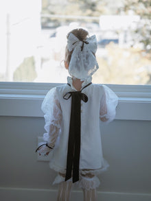 Girl | Embroidered Flower Hair Bows | White