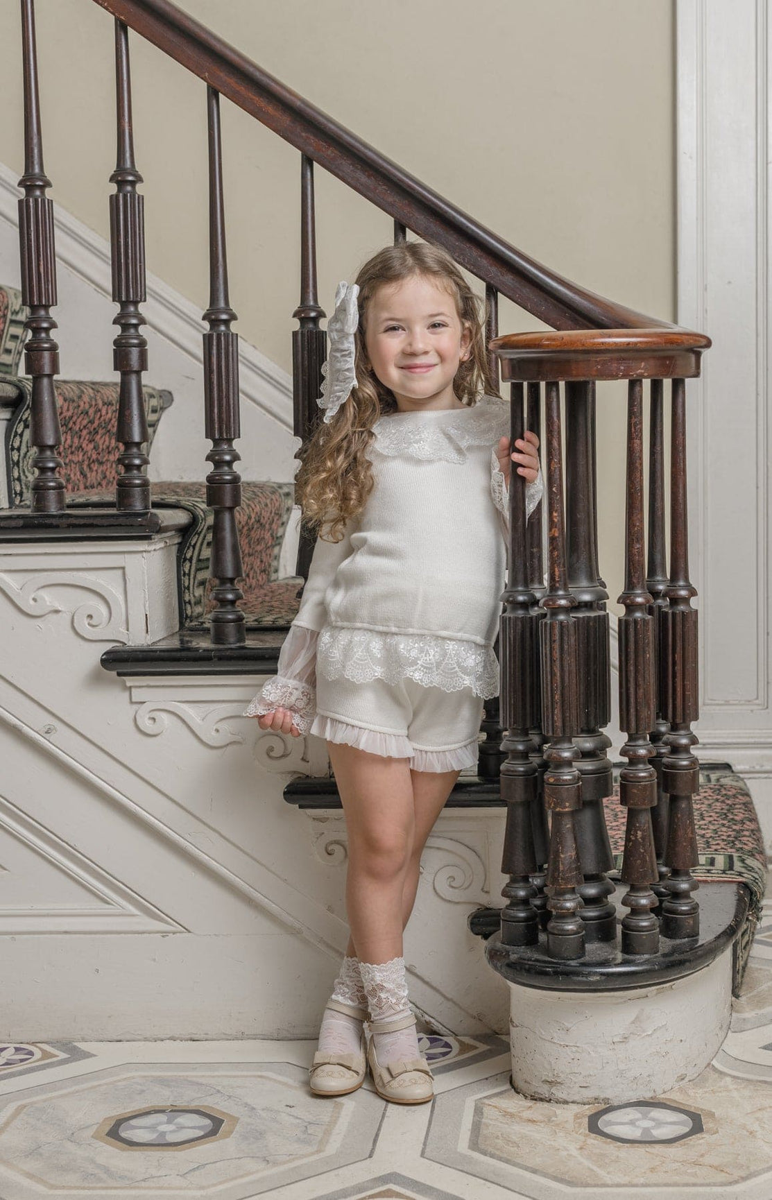 Girl | Emma Cotton and Lace Top and Shorts Set | White