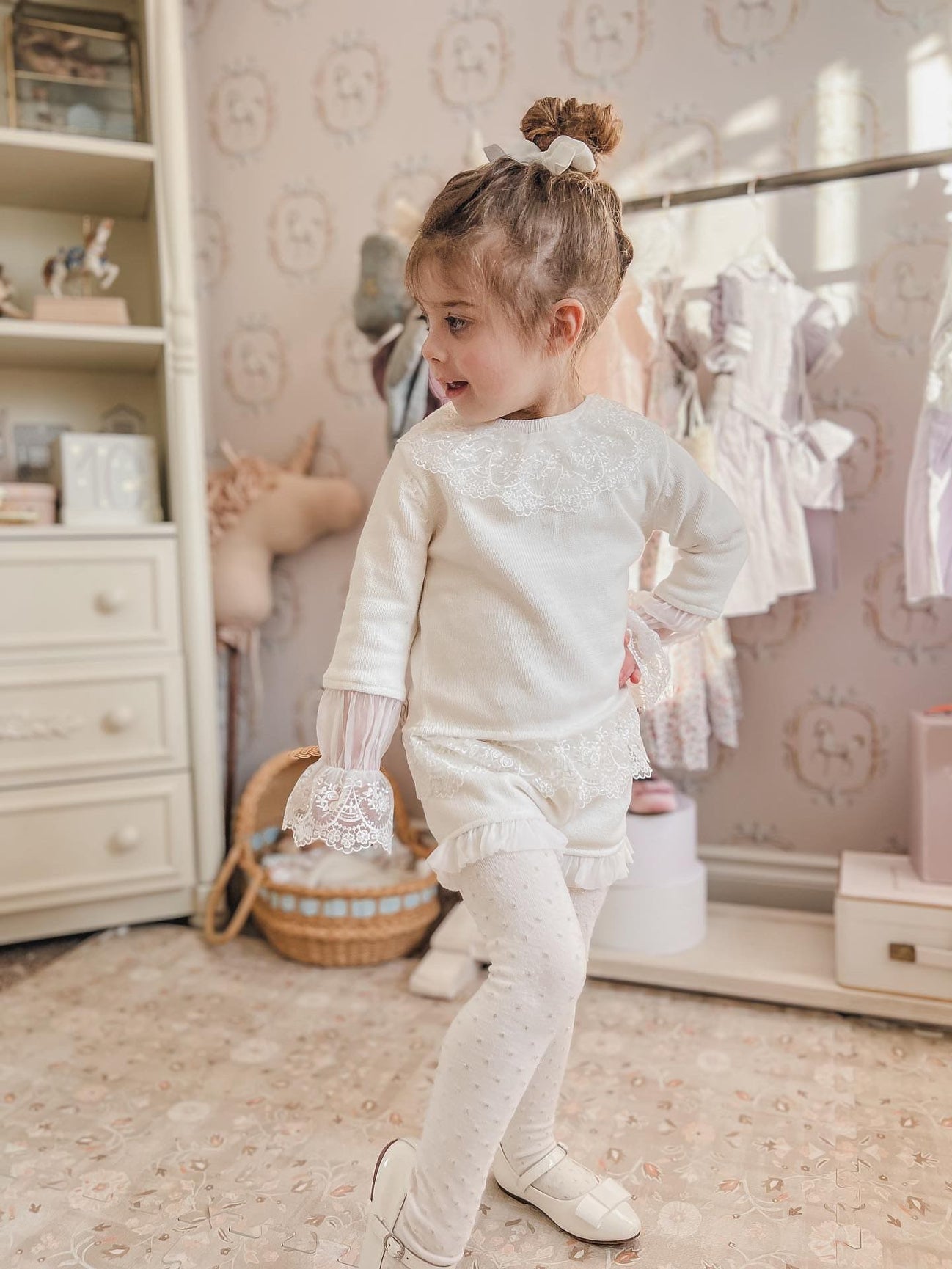 Girl | Emma Cotton and Lace Top and Shorts Set | White