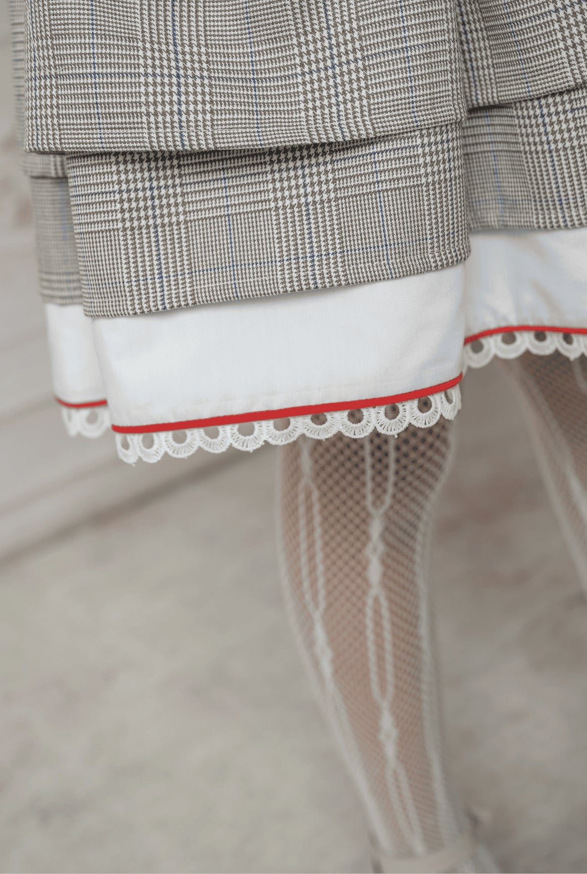 Girl | Georgina Tartan Print Dress with Bow | White x Black x Red