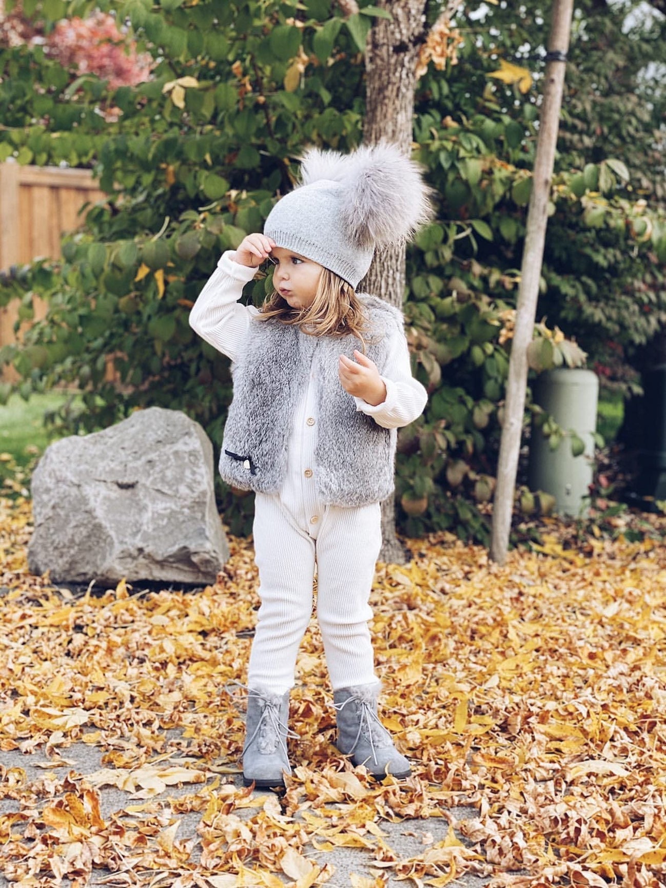 Girl | Grey Rabbit Vest | Gray