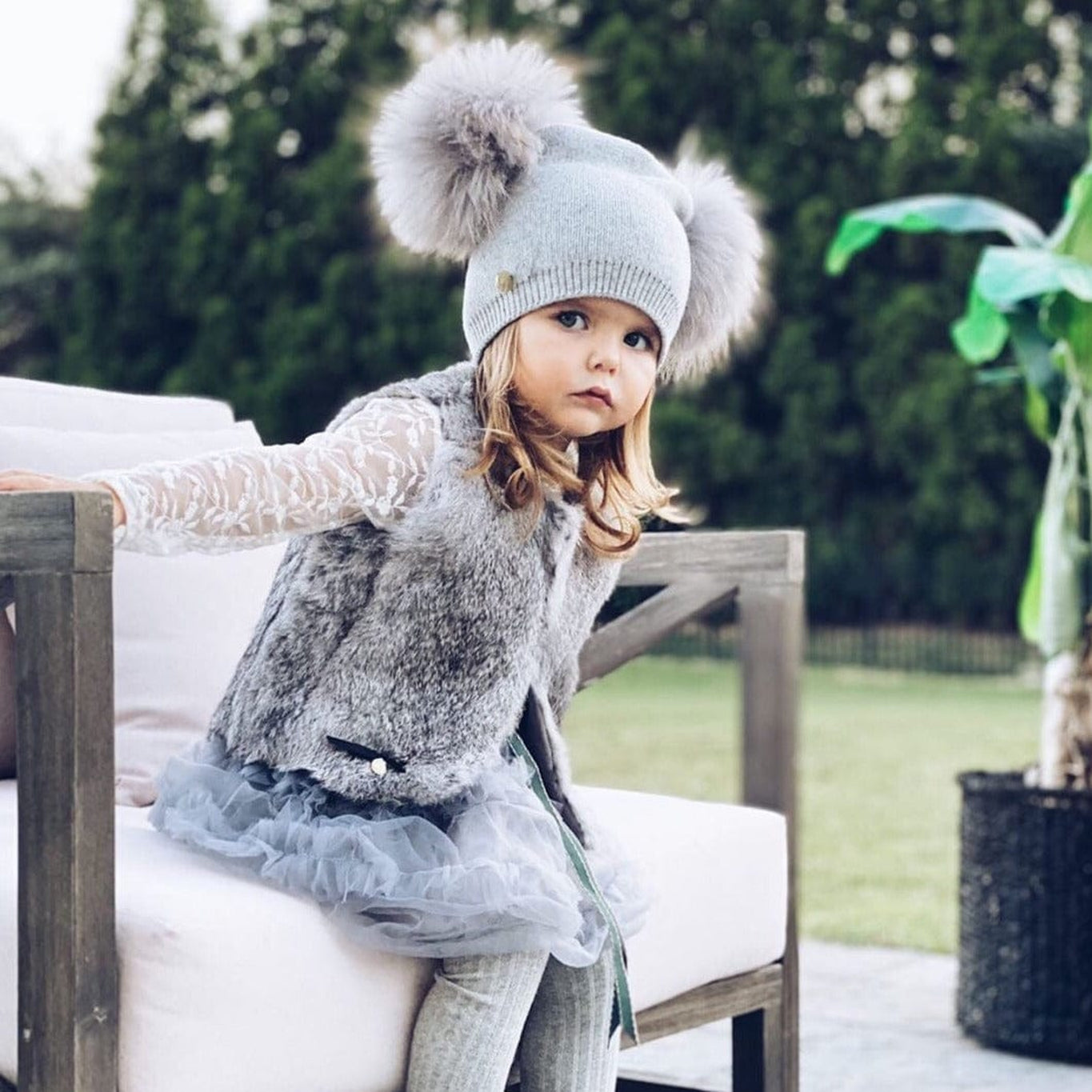 Girl | Grey Rabbit Vest | Gray