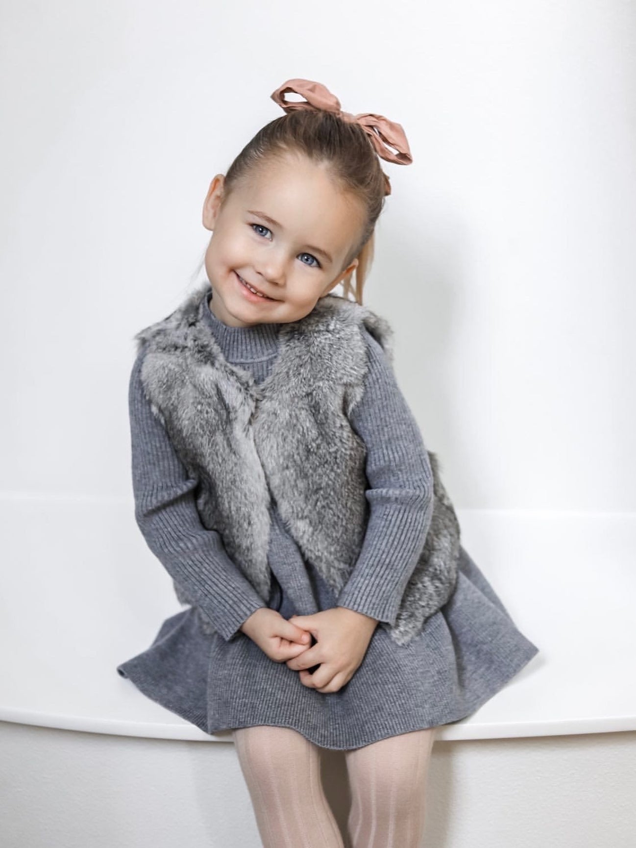 Girl | Grey Rabbit Vest | Gray