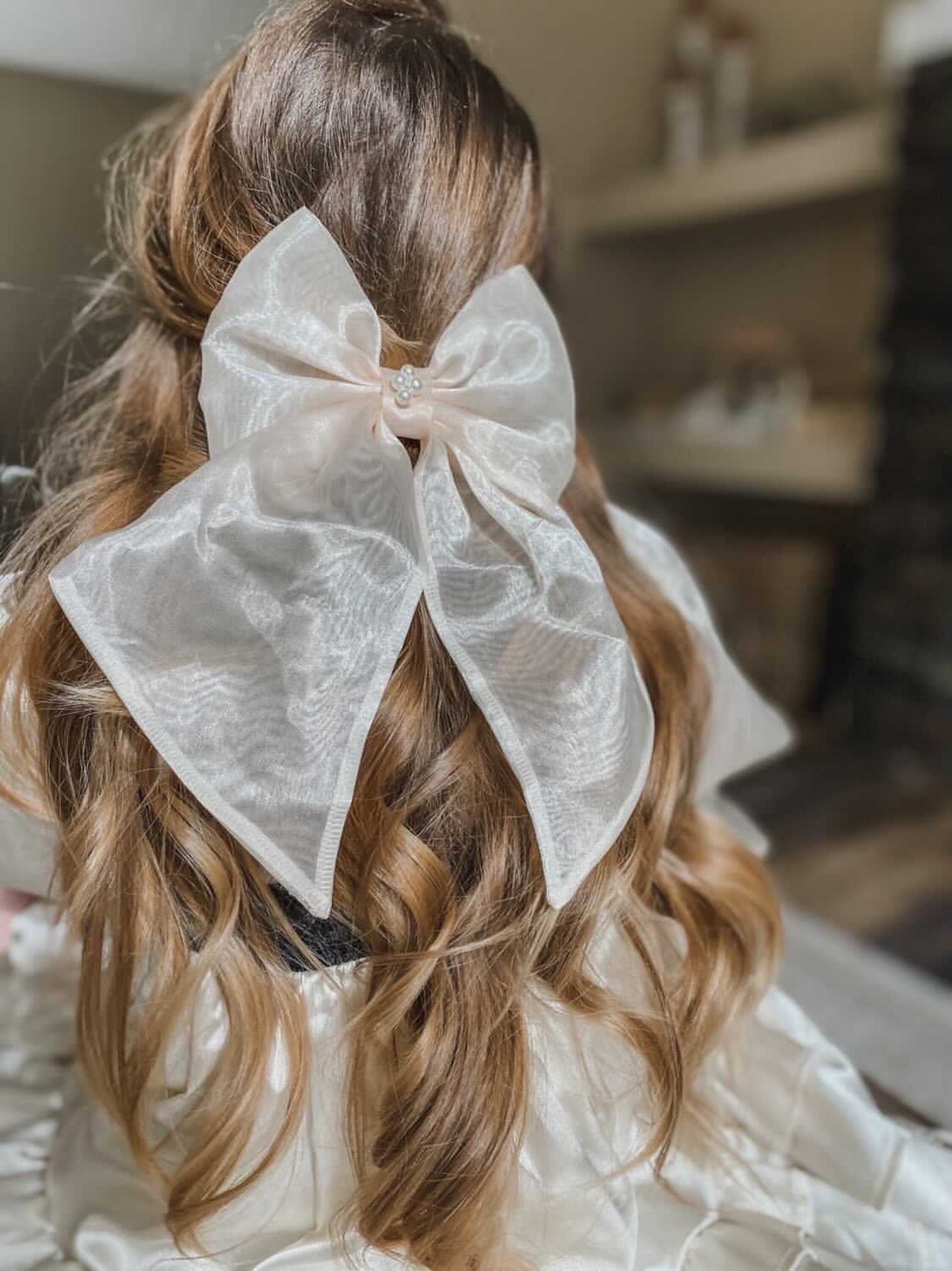Girl | Helena Organza Hair Bow | Beige