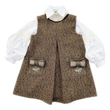 Girl | Herringbone Dress and Blouse Set | Brown x White