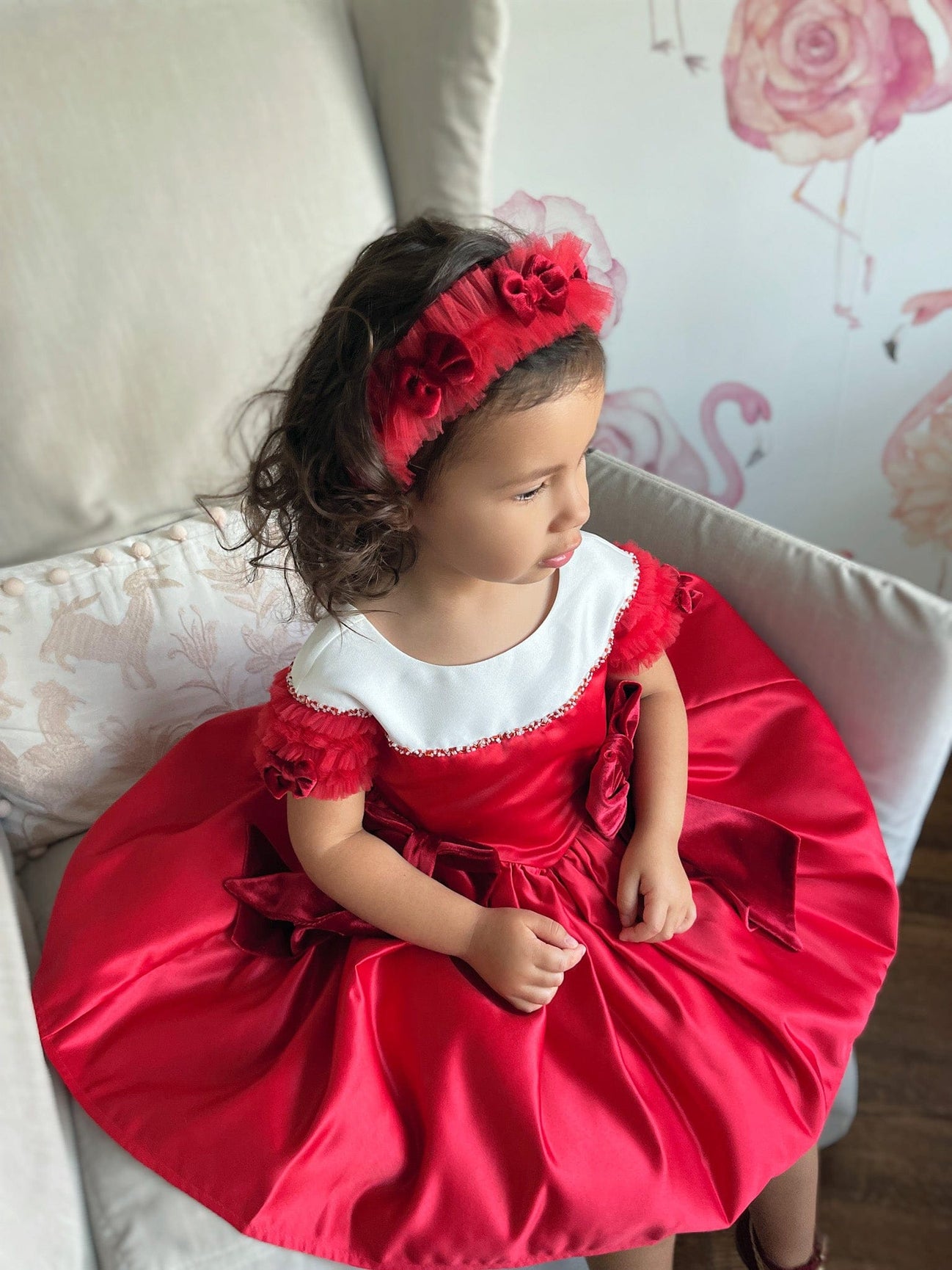 Girl | Holly Amad Satin Ceremony Dress | Red