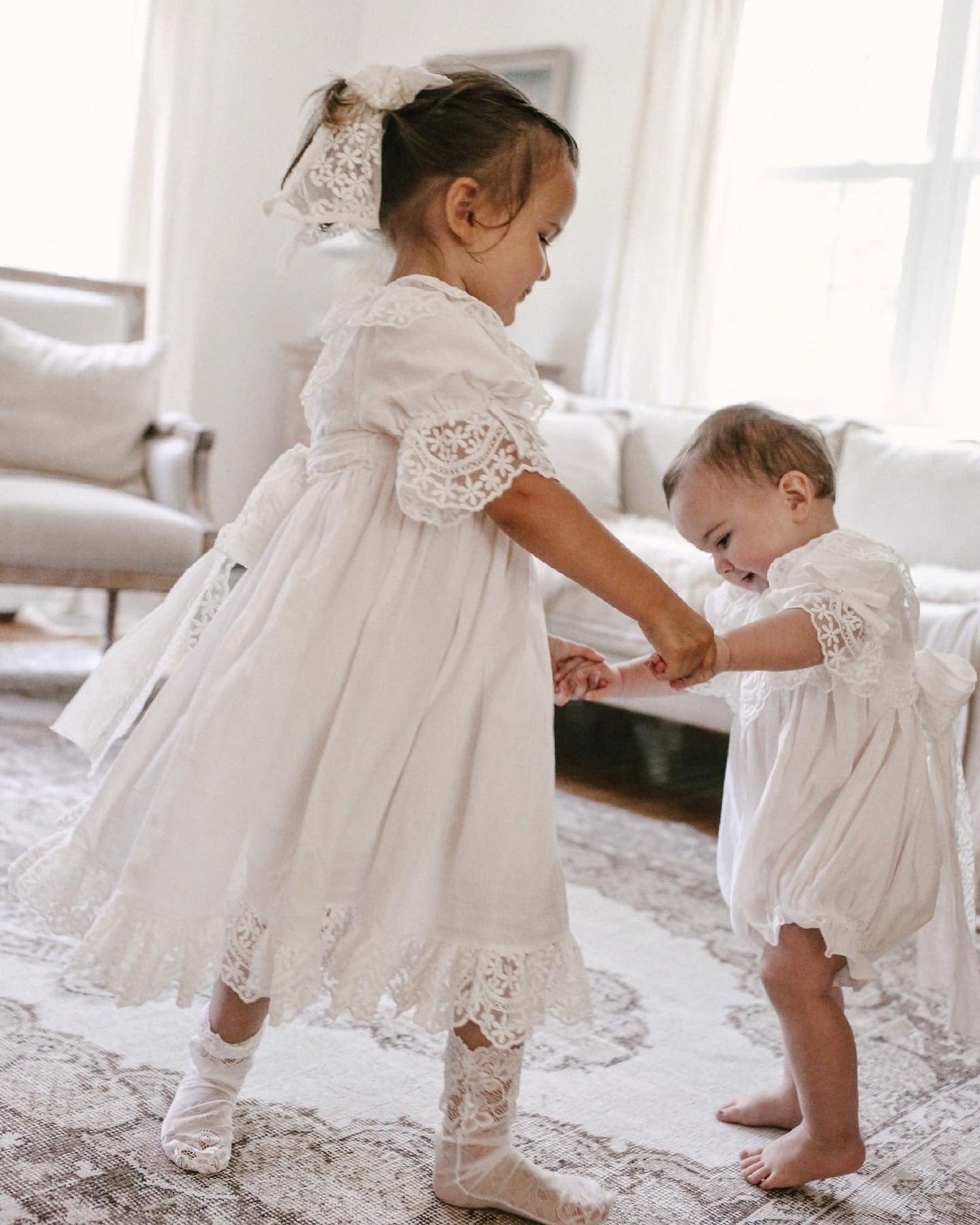 Girl | Katherine Embroidered Linen Dress | White