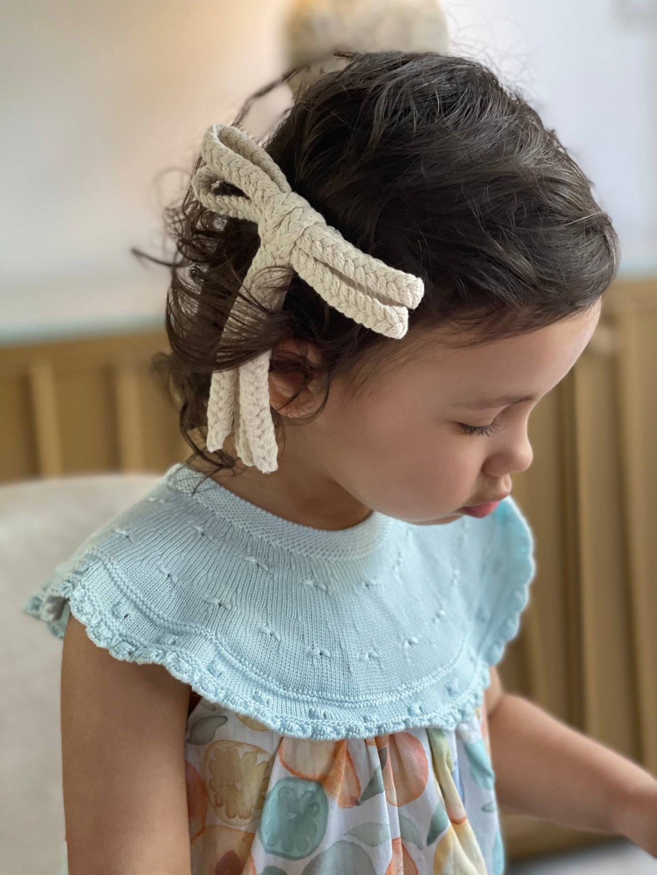 Girl | Knit Dragonfly Hair Clip | Beige