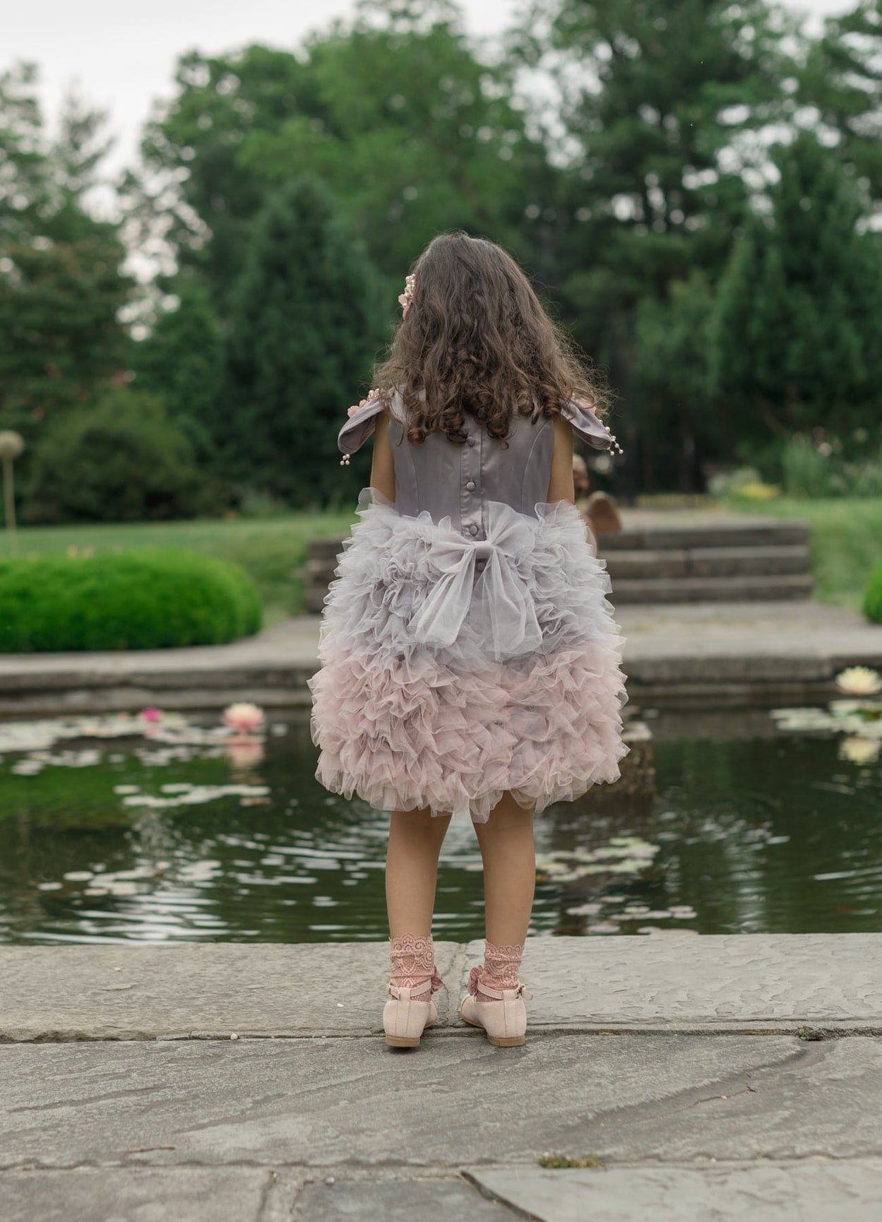 Girl | Mia Grey and Ombré Cupcake Tulle Dress | Gray x Pink