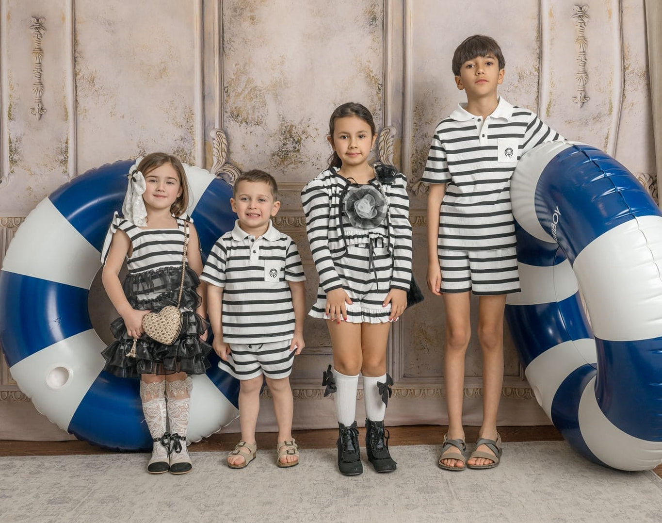 Girl | Monaco and Striped Dress | Black x White