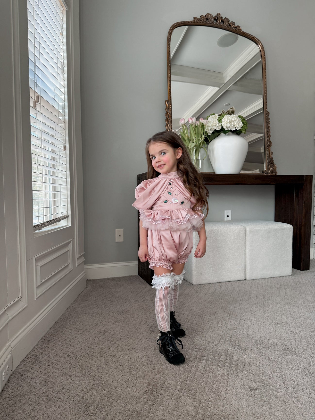 Girl | Satin Ballerina Romper | Pink
