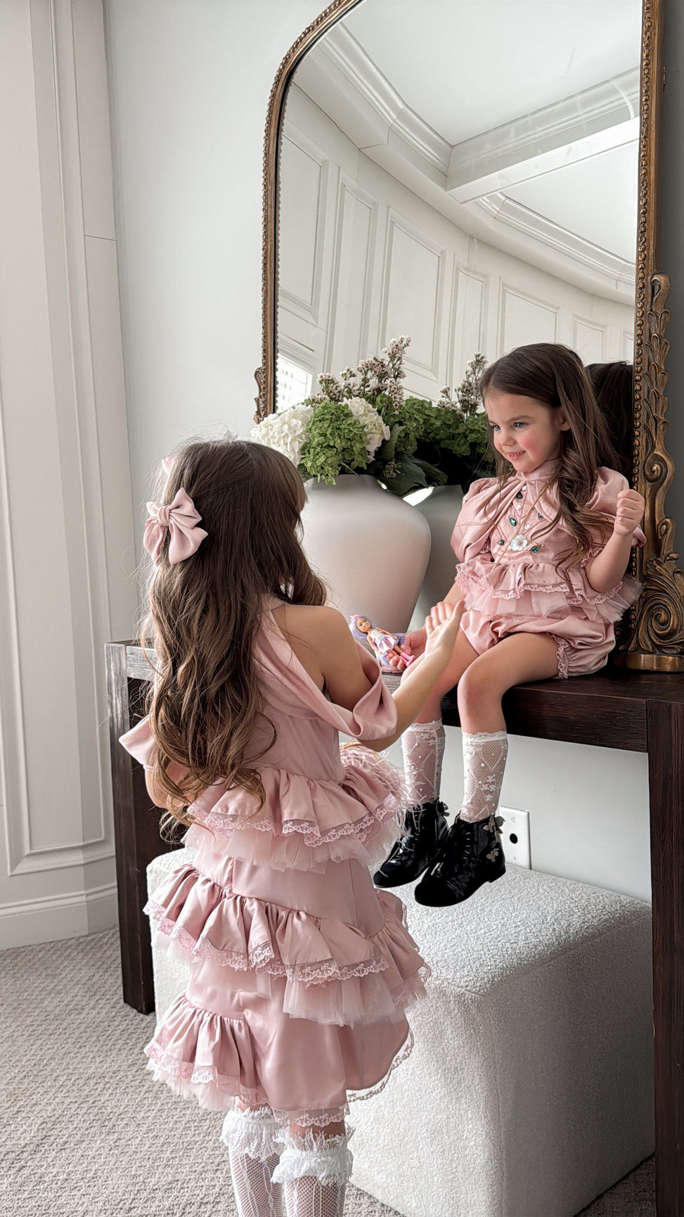 Girl | Satin Ballerina Romper | Pink