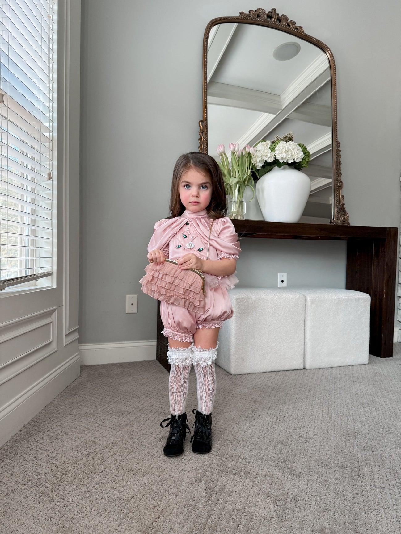 Girl | Satin Ballerina Romper | Pink
