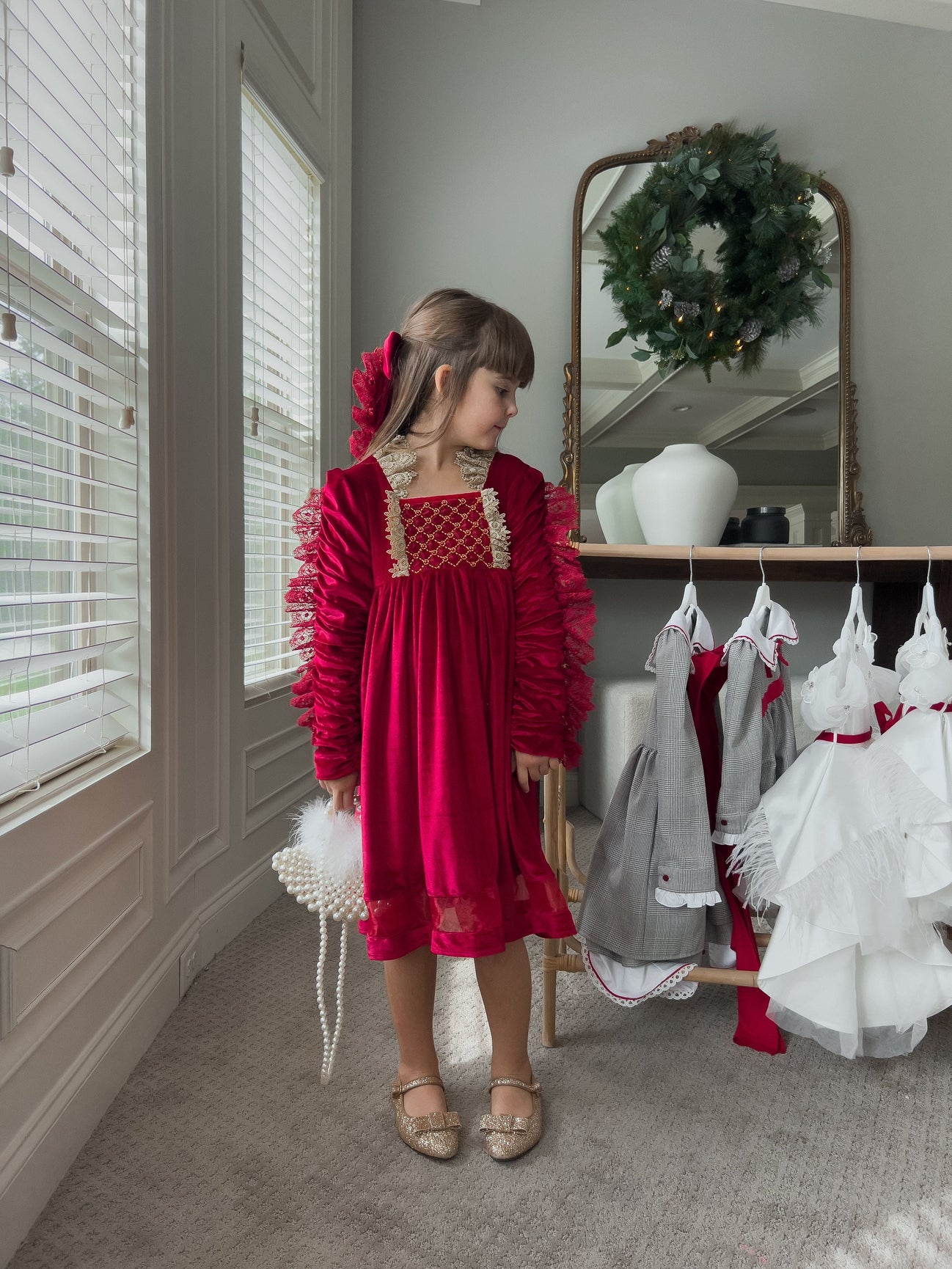 Girl | Victoria Velvet Dress | Red
