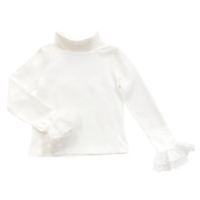 Girl | White Cotton Turtleneck with Organza Sleeves