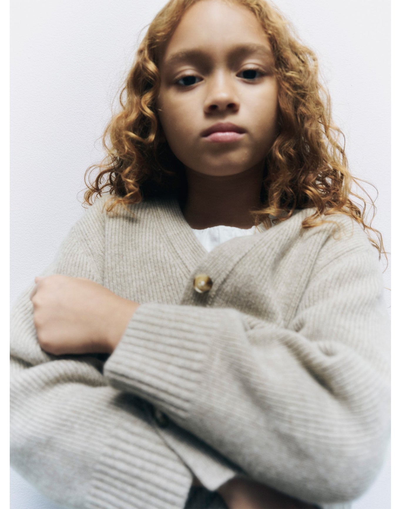 Girls | Bonpoint X Khaite Sienna Cardigan Heathered | Beige