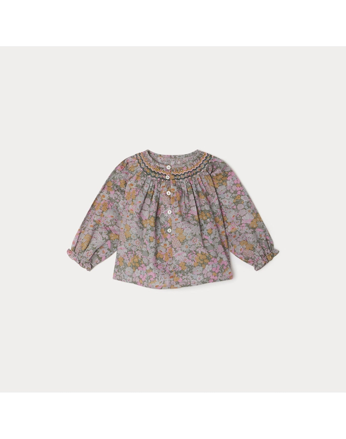 Girls | Griotte Smocked Blouse | Verdigris