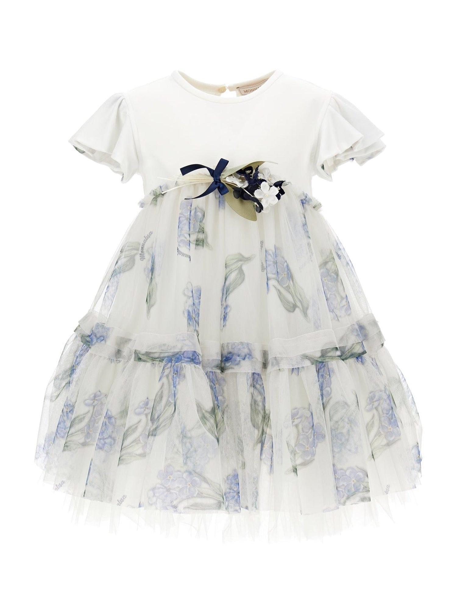 Girls | High-Waisted Tulle Dress | Cream/Blue