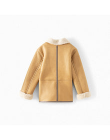 Girls | Leather And Shearling Jacket | Camel