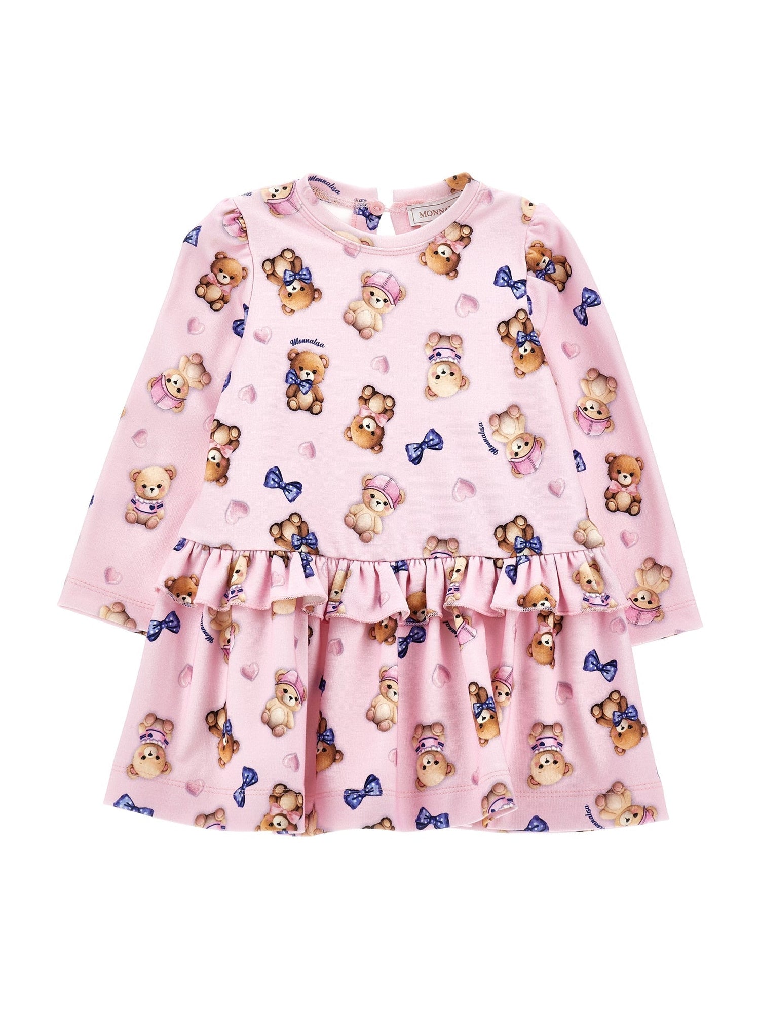 Girls | Low-Waisted Dress With Teddy Bears | FairyTale Pink