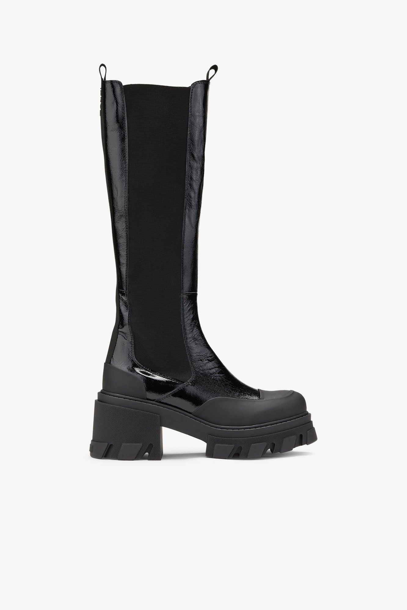 Glossy Cleated Chelsea Boots | Black (V2)