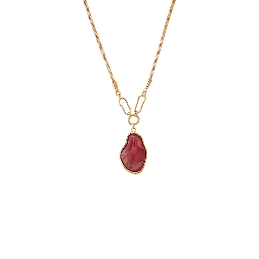 Red Agate Pendant Necklace | Bright Red