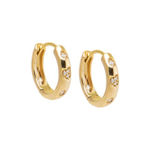 14K Gold Diamond Scattered Heart Huggie Earring 14K - Adina's Jewels