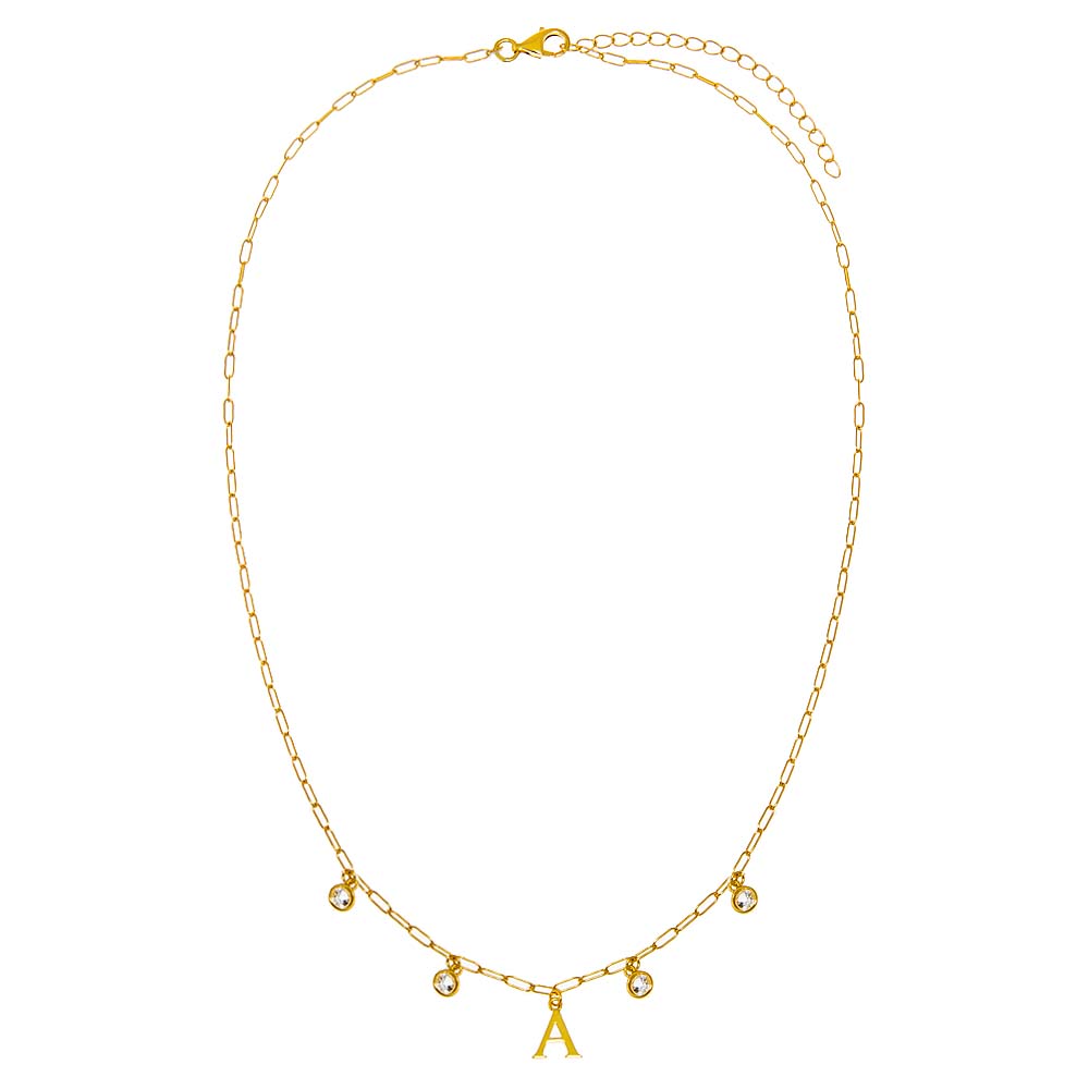 Solid Initial X Dangling Bezels Paperclip Necklace - Adina's Jewels