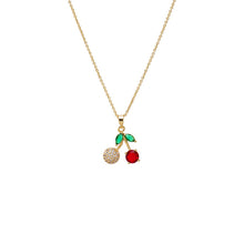 Red Colored CZ & Pave Cherry Charm Necklace - Adina's Jewels