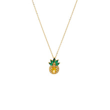 Yellow / Large CZ Yellow & Green Pineapple Pendant Necklace - Adina's Jewels