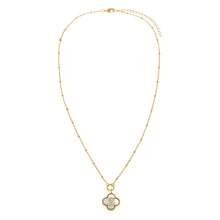 Pave Initial Four Leaf Clover Stone Necklace - Adina's Jewels